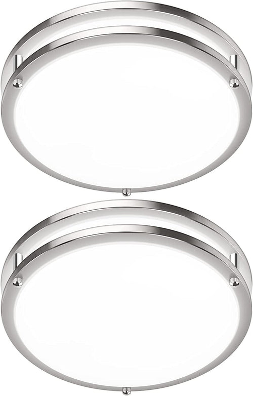 12 Inch Flush Mount Ceiling Lights, 36W 3000LM Black Dimmable Light Fixtures Ceiling Mount, 3000K-5000K Selectable Modern Kitchen Light Fixtures for Stairwell, Balcony, Corridor, Laundry (2-Pack) Home & Garden > Lighting > Lighting Fixtures > Ceiling Light Fixtures GoBright ‎Brushed Nickel