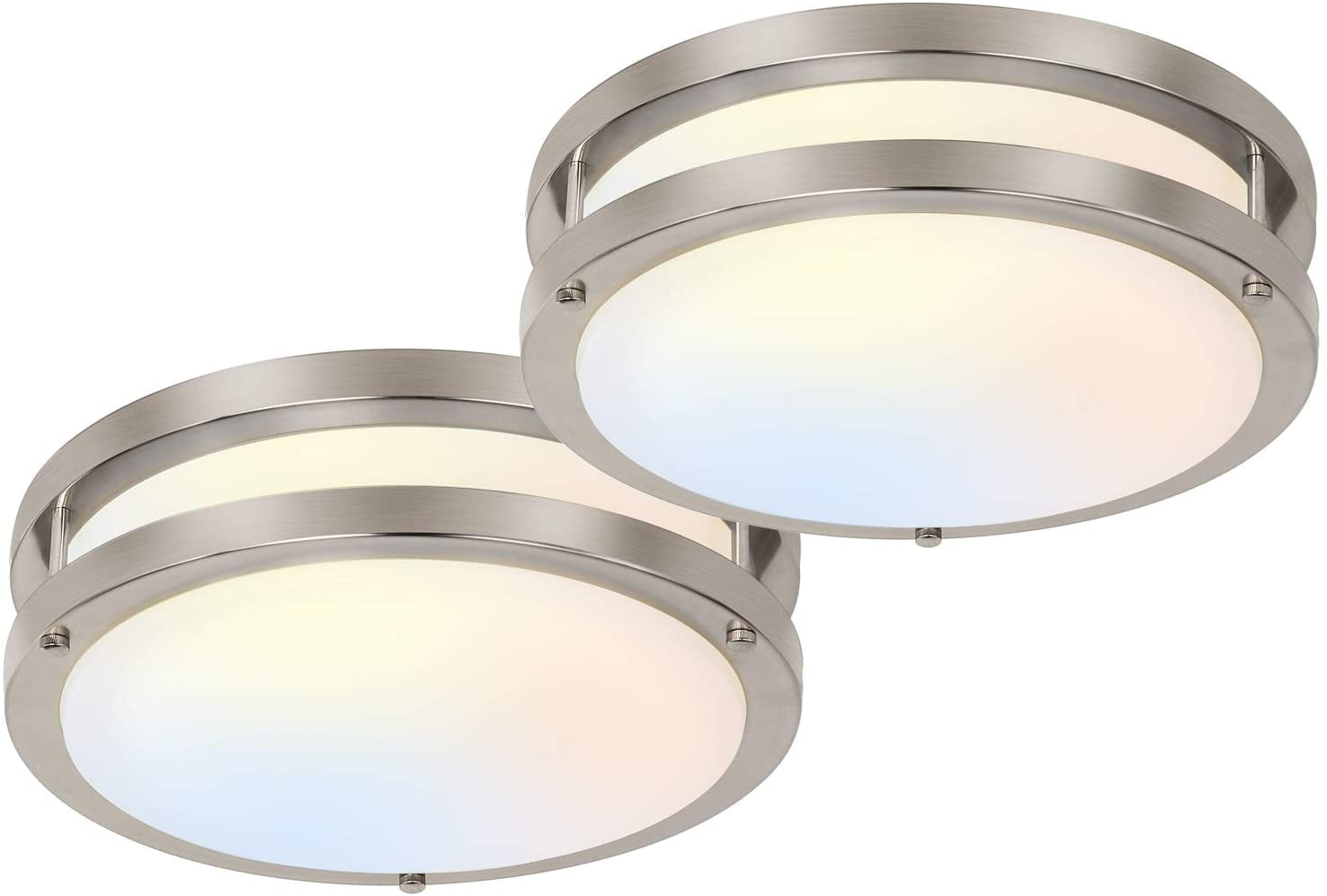 13 Inch Flush Mount LED Ceiling Light Fixture, 2700K/3000K/3500K/4000K/5000K Adjustable Ceiling Lights, Oil Rubbed Bronze Saturn Dimmable Lighting for Hallway Bathroom Kitchen or Stairwell, ETL Listed Home & Garden > Lighting > Lighting Fixtures > Ceiling Light Fixtures Hykolity Brushed Nickel.2 10 inch
