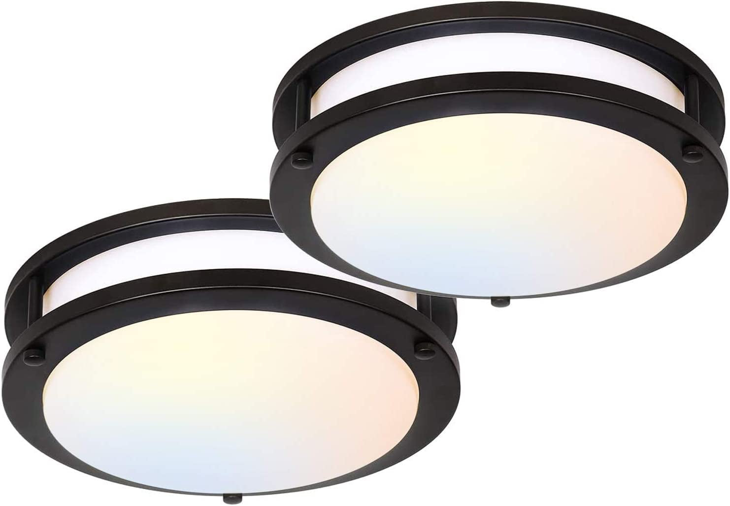 13 Inch Flush Mount LED Ceiling Light Fixture, 2700K/3000K/3500K/4000K/5000K Adjustable Ceiling Lights, Oil Rubbed Bronze Saturn Dimmable Lighting for Hallway Bathroom Kitchen or Stairwell, ETL Listed Home & Garden > Lighting > Lighting Fixtures > Ceiling Light Fixtures Hykolity Oil Rubbed Bronze.2 10 inch