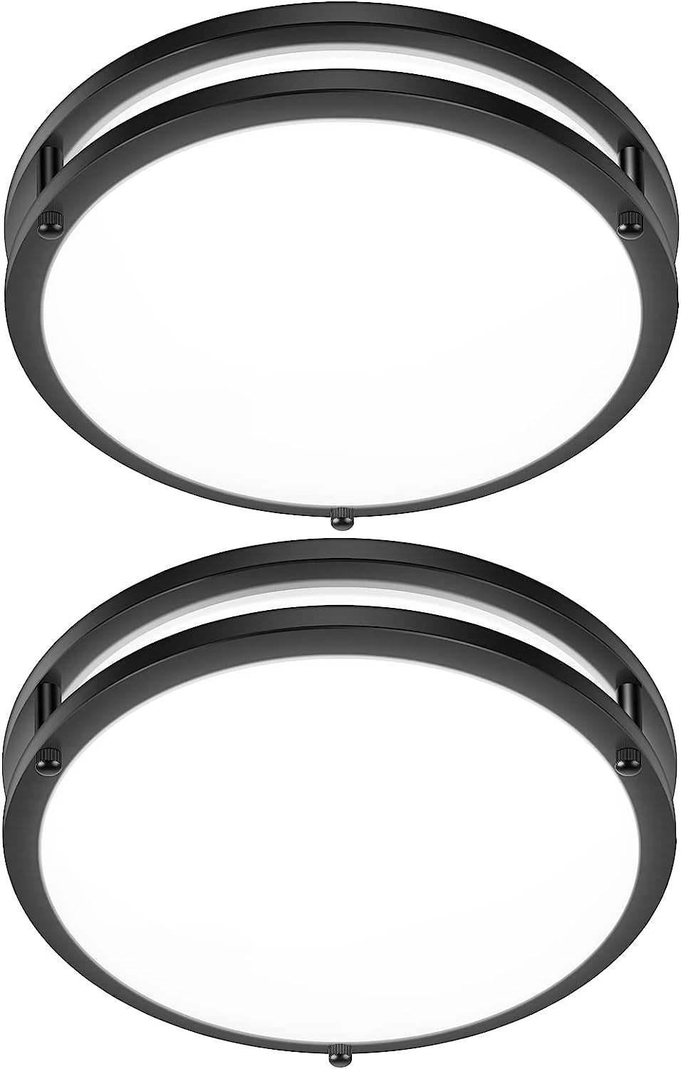 12 Inch Flush Mount Ceiling Lights, 36W 3000LM Black Dimmable Light Fixtures Ceiling Mount, 3000K-5000K Selectable Modern Kitchen Light Fixtures for Stairwell, Balcony, Corridor, Laundry (2-Pack)