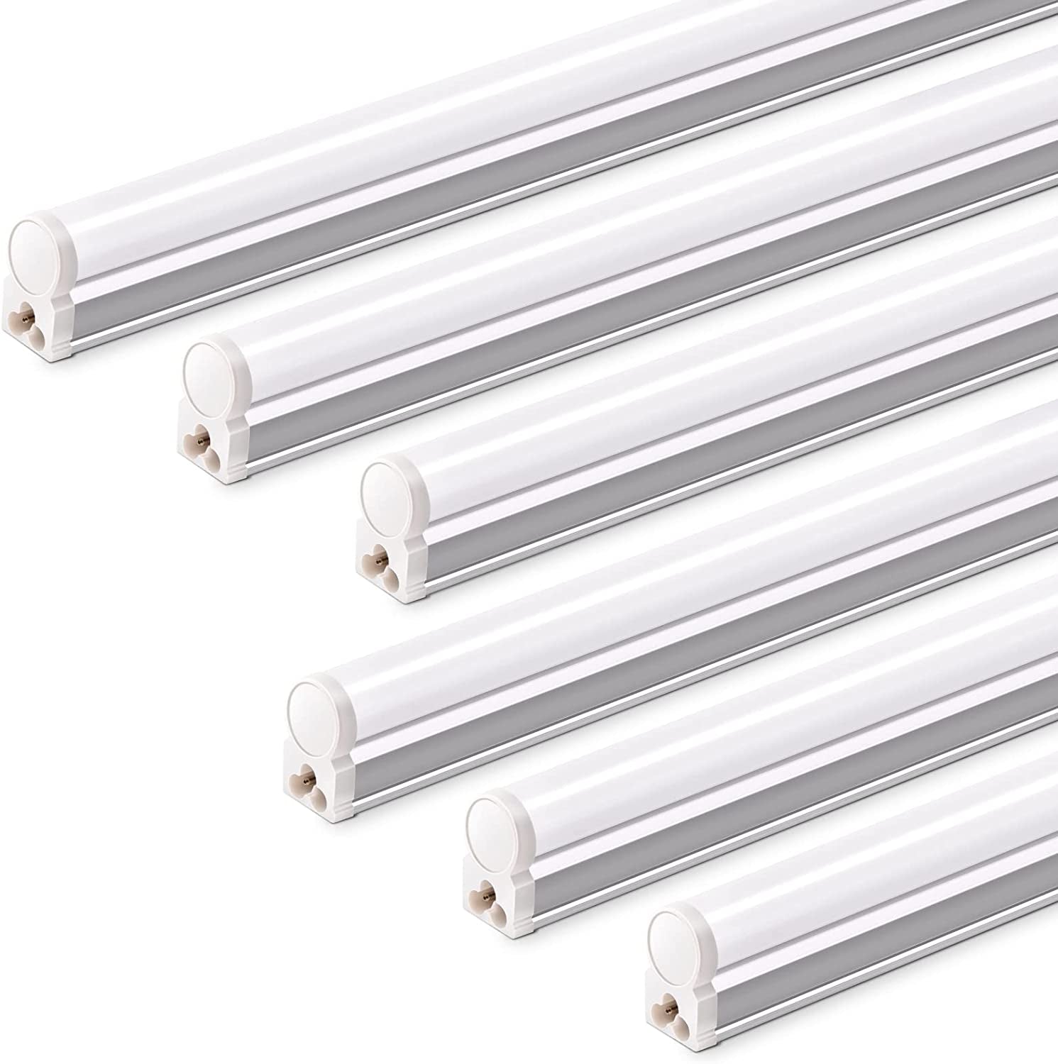 (6 Pack) Barrina LED T5 Integrated Single Fixture, 4FT, 2200Lm, 6500K (Super Bright White), 20W, Utility LED Shop Light, Ceiling and under Cabinet Light, Corded Electric with ON/OFF Switch, ETL Listed Home & Garden > Lighting > Lighting Fixtures > Ceiling Light Fixtures Bailina Lighting Electric Appliance Co.,Ltd Daylight white 5000k